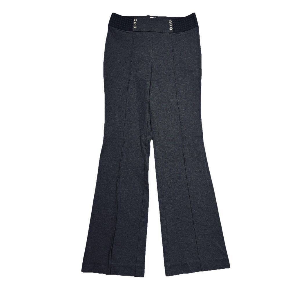 Anne Klein Ponte Knit Pull On Bootcut Pants S (30x30) Gray Pintuck Stretch Women